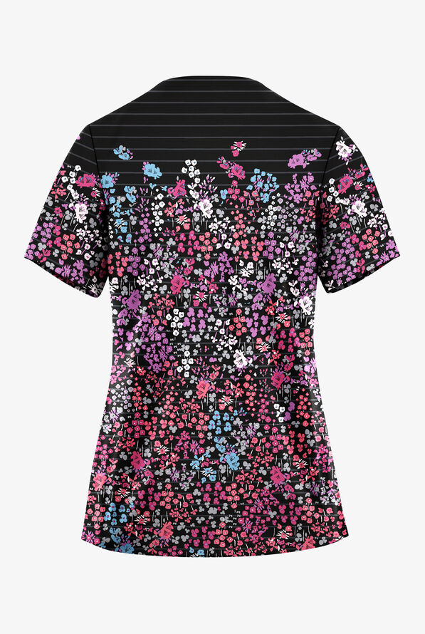 Blusa médica estampada Butter-soft STRETCH Holland Garden Black STRETCH con cuello en V para mujer - null - 2