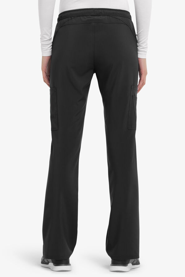 heartsoul Love Always Charmed Women's 6-Pocket STRETCH Drawstring Cargo Scrub Pants - Black - 4