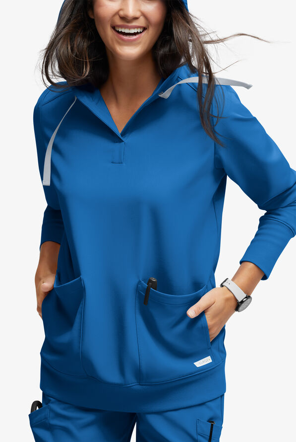Sudadera médica con capucha ReSurge Jasper con mangas largas y 4 bolsillos para mujer - Royal - 3