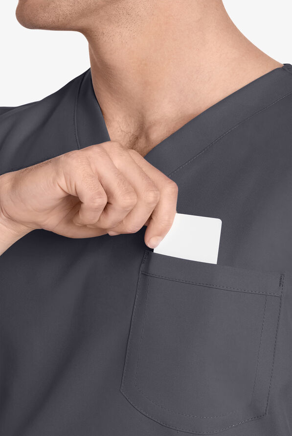 Blusa m&eacute;dica unisex Cherokee Workwear Originals Ultra con cuello en V y 1 bolsillo - Pewter - 3