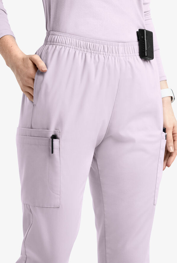 Butter-Soft Originals Women's 7-Pocket Tapered Jogger Cargo Scrub Pants - Petite - Orchid Petal - 2
