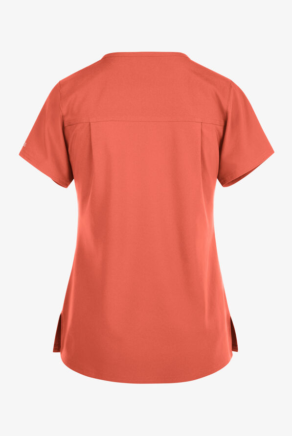 Carhartt Cross-Flex Force Women's 1-Pocket STRETCH Knit Panel Tuck In Scrub Top - Dusty Cedar - 2