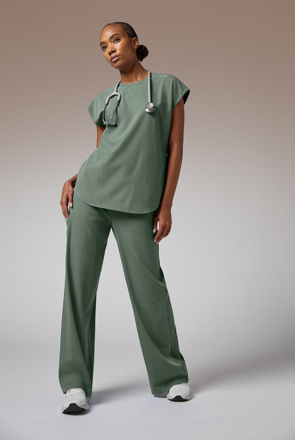 Blusa m&eacute;dica Hypothesis DM Crew de corte holgado con mangas dolm&aacute;n y 2 bolsillos para mujer - Mineral - 2