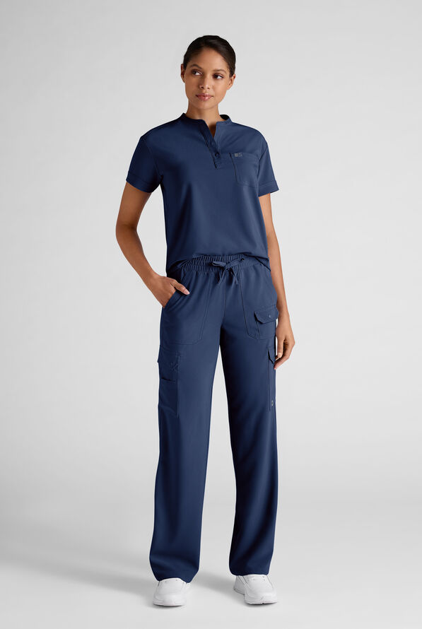 Easy STRETCH Ayo Women's 10-Pocket Cargo Scrub Pants - Petite - Navy - 3