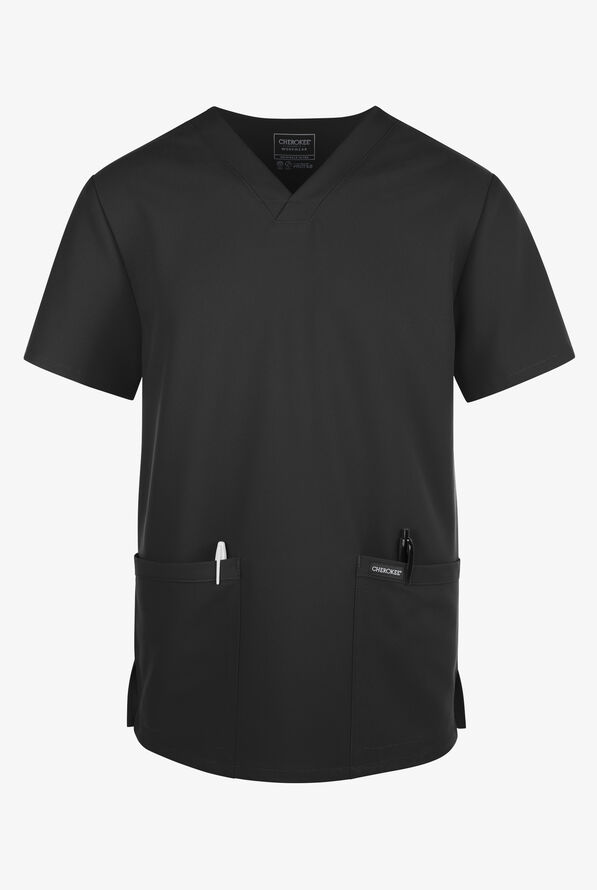 Cherokee Workwear Originals Ultra Men's 2-Pocket V-Neck Scrub Top - Black - 1