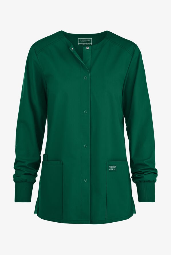 Chaqueta m&eacute;dica Cherokee Workwear Professionals con botones a presi&oacute;n y 3 bolsillos para mujer - Hunter - 1