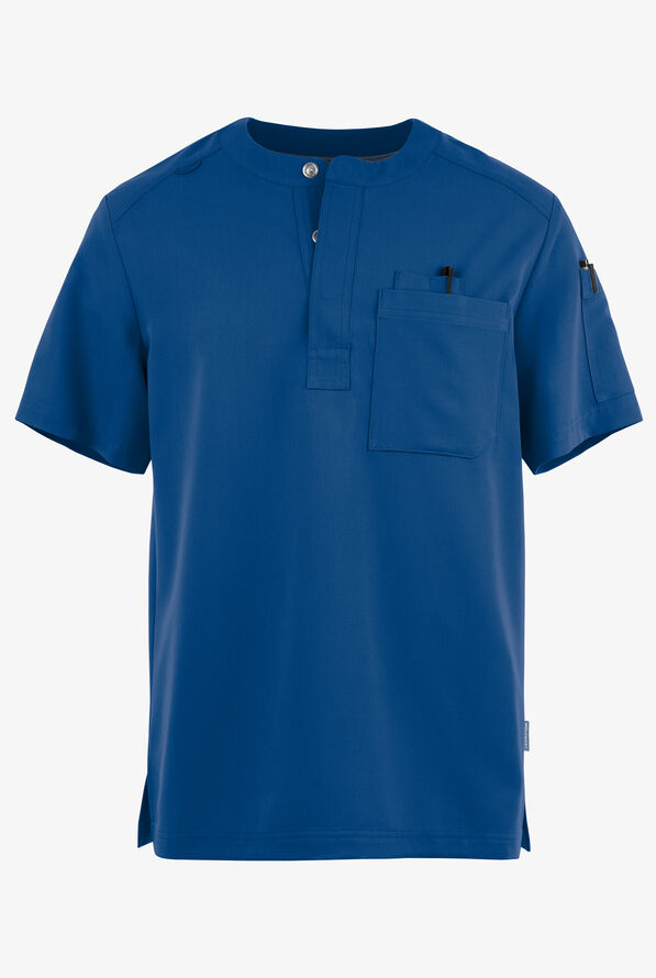 MOVEMENT by Butter-Soft Eclipse Men's 4-Pocket Short Sleeve Henley Scrub Top - Royal - 1