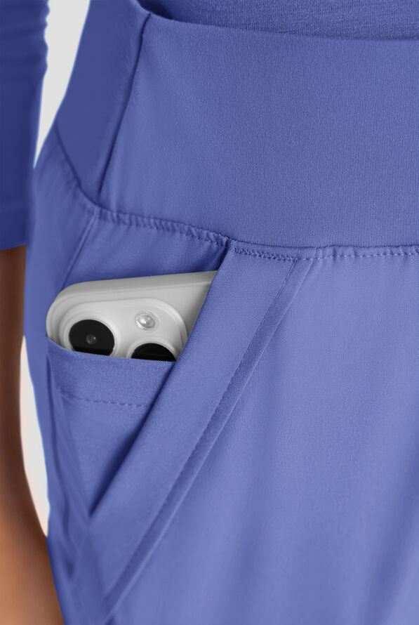 Easy STRETCH Sydney Women's Flare Leg Scrub Pants &ndash; 2-Piece Jumpsuit Bottom - Ceil Blue - 3