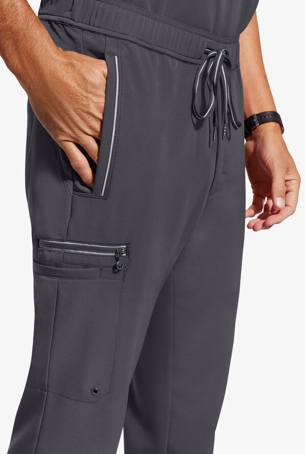 Healing Hands 360 Noah Men's 7-Pocket STRETCH Elastic Waistband Drawstring Pants - Pewter - 2