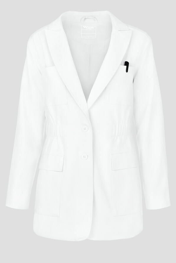 Wink Layers Women's 28 1/4"  4-Pocket Blazer Short Lab Coat - White - 1