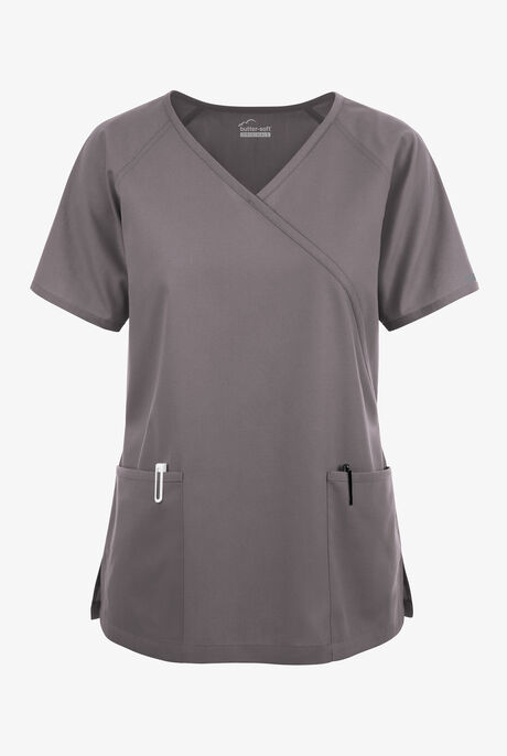 Blusa médica Butter-Soft Originals estilo cruzado con 3 bolsillos para mujer