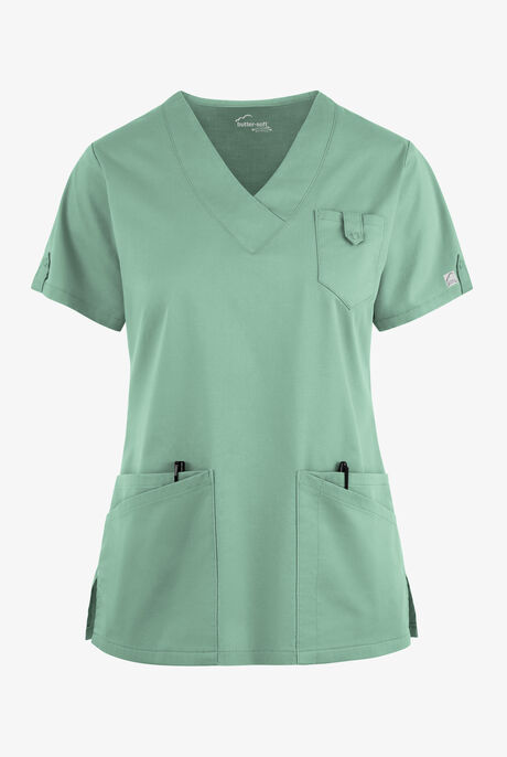Butter-Soft STRETCH Women's 6-Pocket V-Neck Scrub Top