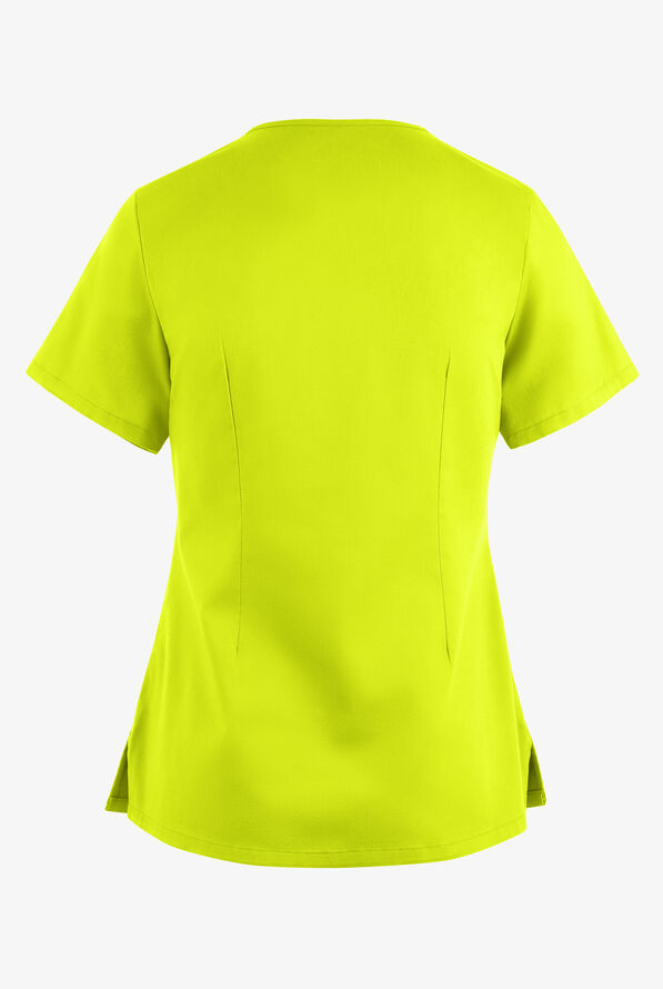 Butter-Soft STRETCH Women's 4-Pocket Crisscross Scrub Top - Lime Crush - 4