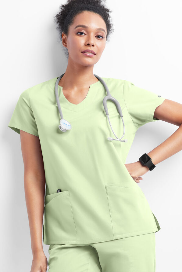 Butter-Soft Originals Women's 6-Pocket Scallop Neck Scrub Top - Spring Mint - 5