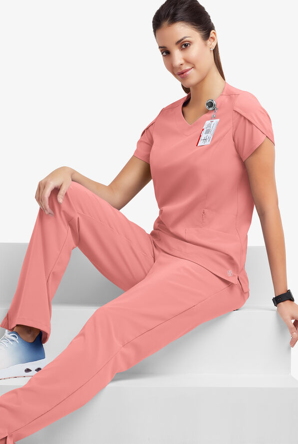 Easy STRETCH by ButterSoft Daisy Women's 4Pocket VNeck Scrub Top