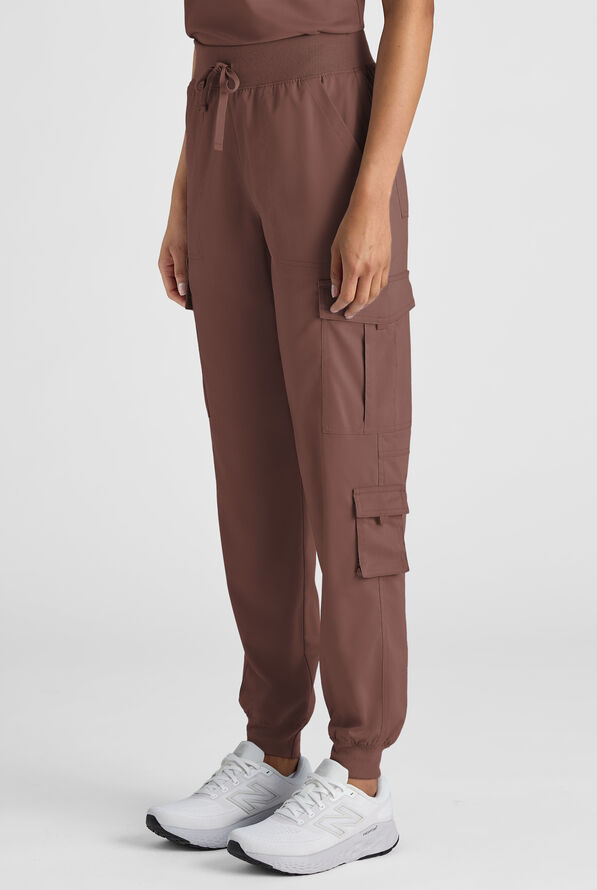Butter-Soft STRETCH FLXTEK+ Women's 8-Pocket Cargo Jogger Scrub Pant - French Roast - 2