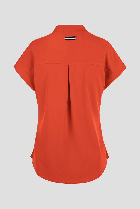koi Next Gen Superhuman Women's 2-Pocket STRETCH Dolman Sleeve Scrub Top - Burnt Umber - 2