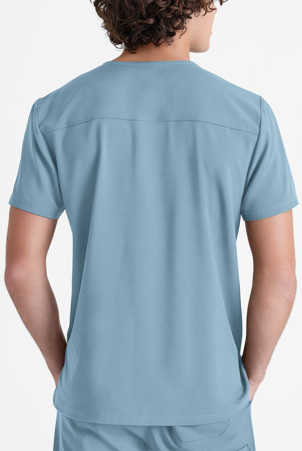 Grey's Anatomy by Barco Evolve STRETCH Journey Men's 1-Pocket Tuck In V-Neck Scrub Top - Ocean Mist - 3