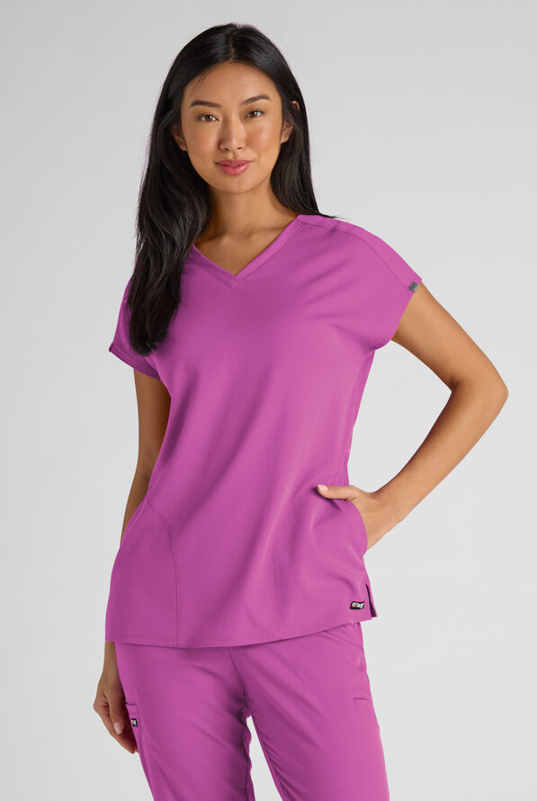 Blusa médica Grey's Anatomy by Barco Emerge Brylyn STRETCH con mangas dolmán y 2 bolsillos para mujer - Mystic Orchid - 1