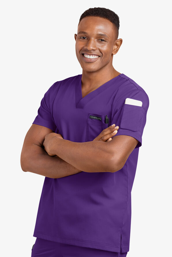 Advantage STRETCH Men's 4-Pocket V-Neck Scrub Top - Grape - 6