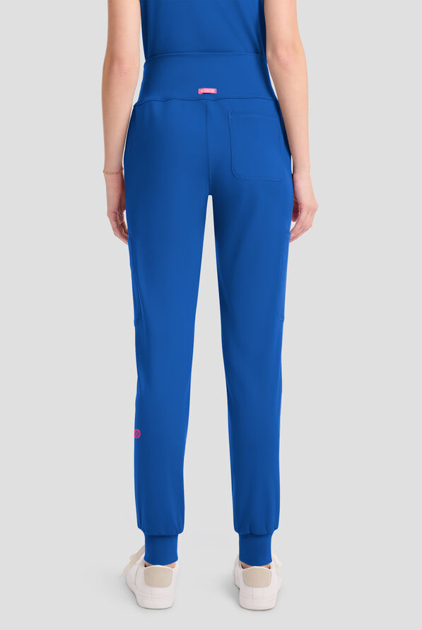 Med Couture Amp Knit Women's 5-Pocket STRETCH High-Rise Cargo Jogger Scrub Pant - Royal - 4