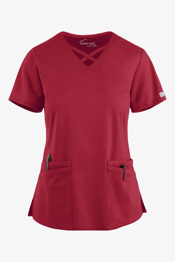 Blusa m&eacute;dica UA Butter-Soft STRETCH con lazos entrecruzados y 4 bolsillos para mujer