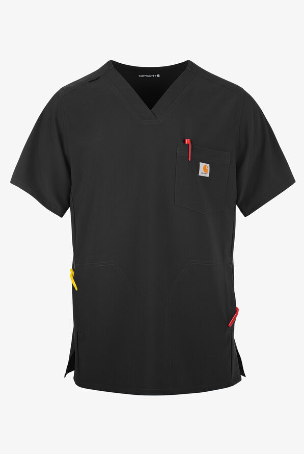 Carhartt Cross-Flex Men's 3-Pocket STRETCH V-Neck Scrub Top - Black - 1