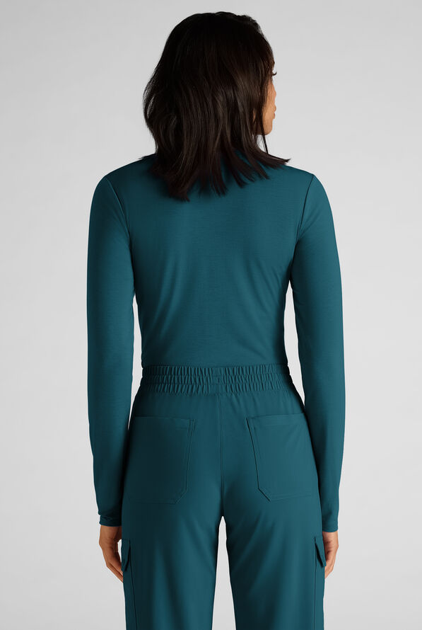 Easy STRETCH Cate Women's Long Sleeve Knit Underscrub - Caribbean Blue - 4