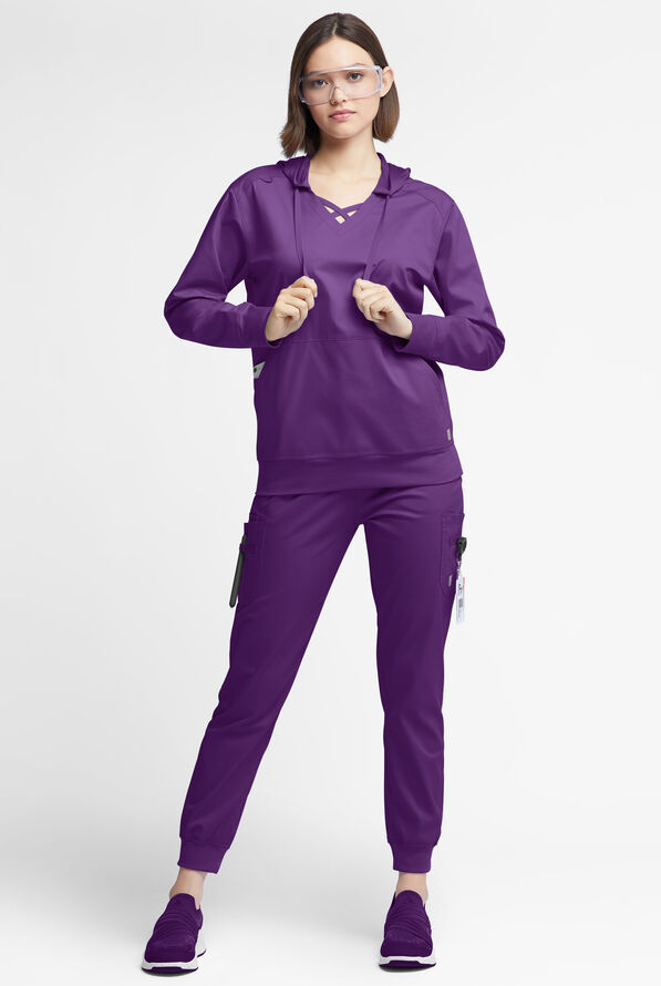 Sudadera m&eacute;dica UA Butter-soft STRETCH con capucha y 4 bolsillos para mujer - Eggplant - 2