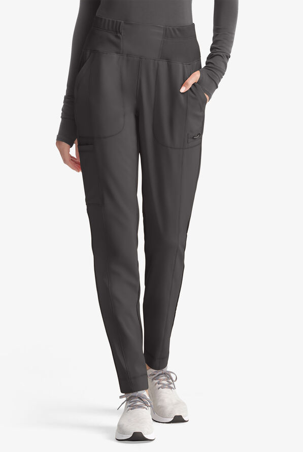 Pantalón médico Cherokee Infinity STRETCH de tiro alto con 5 bolsillos y piernas delgadas para mujer - Pewter - 1