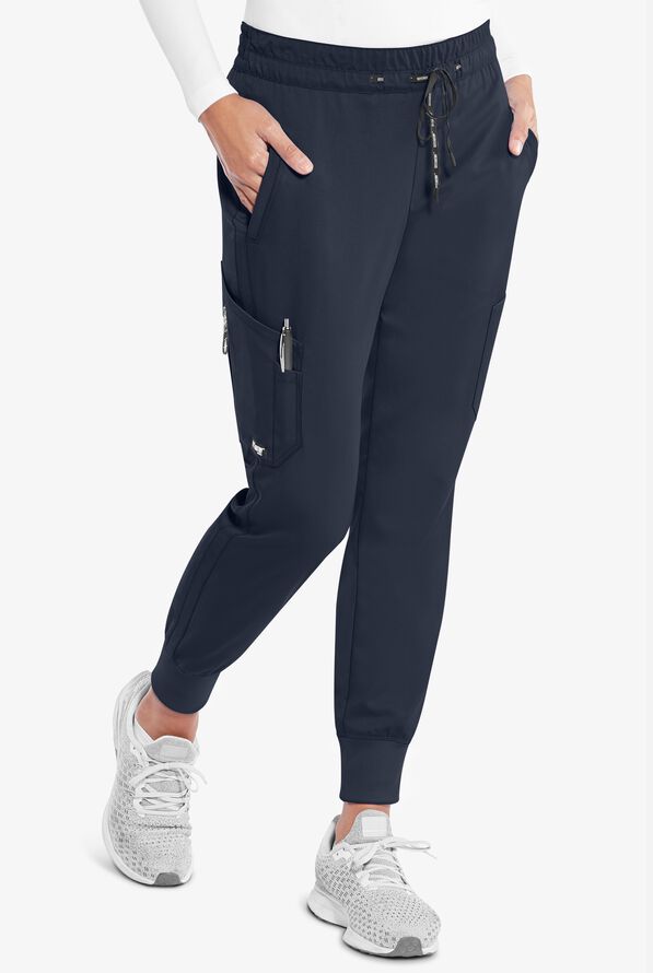 Pantalón médico Grey's Anatomy Kira estilo cargo jogger con puños tejidos y 5 bolsillos para mujer - Steel Gray - 1