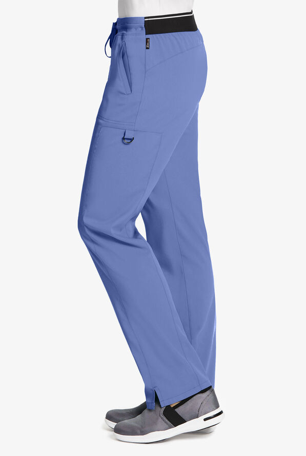 Grey's Anatomy by Barco Spandex STRETCH Kim Women's 3-Pocket Cargo Scrub Pants - Petite - Ceil Blue - 3