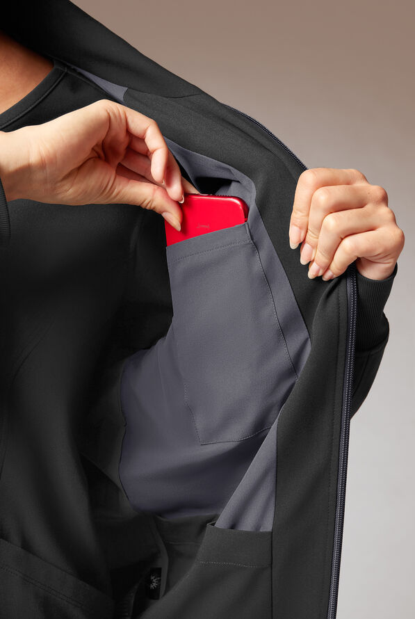 Hypothesis F-Zip Unisex Zip Front Scrub Jacket - Jet Black/Pewter - 5