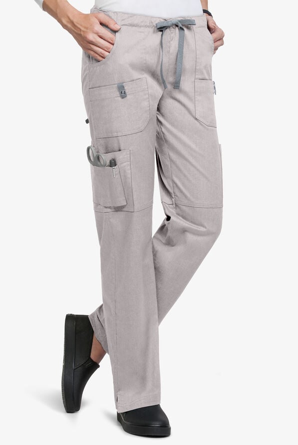 Butter-Soft STRETCH Women's 10-Pocket Drawstring Scrub Pants - Silver Heather - 1