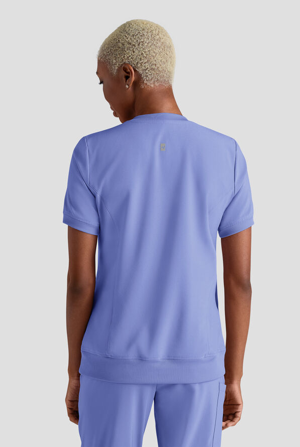 Easy STRETCH Anya Women's 2-Pocket Relaxed Crew Neck Scrub Top - Ceil Blue - 2