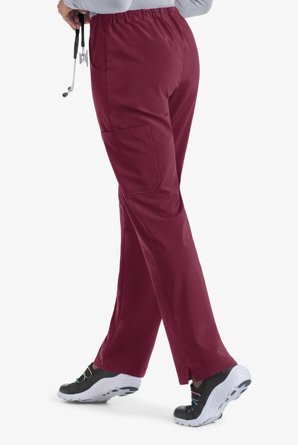 Easy STRETCH Eden Women's 4-Pocket Drawstring Scrub Pants - Wine - 2