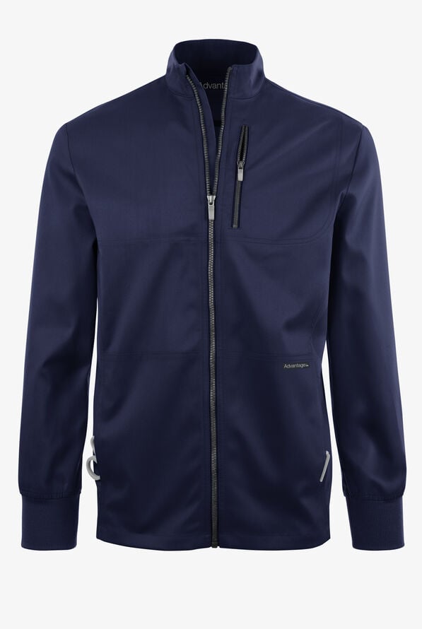 Advantage STRETCH Men's 4-Pocket Zip Front Warm-Up Scrub Jacket - Navy - 1