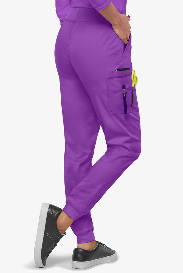 Butter-Soft STRETCH Women's 5-Pocket Cargo Jogger Scrub Pants - Tall - Wild Plum - 4