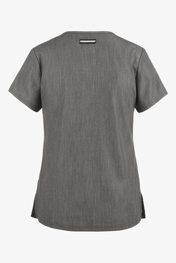 koi Next Gen Ready to Work Women's 1-Pocket STRETCH V-Neck Scrub Top - Heather Grey - 2