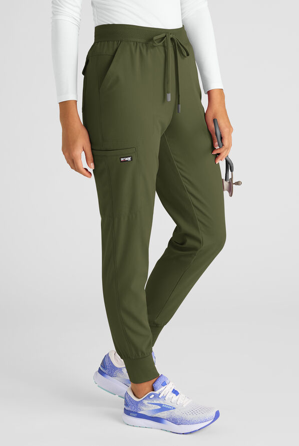 Pantalón médico Grey's Anatomy by Barco Emerge Rylee STRETCH de tiro medio estilo jogger con 6 bolsillos para mujer - Olive - 1