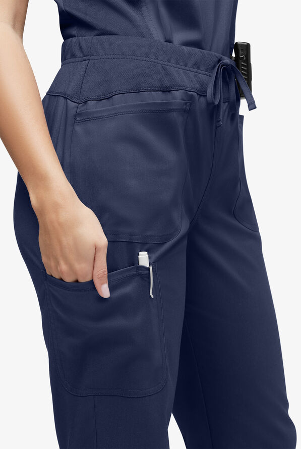 UA Exclusive Cherokee Workwear Revolution Women's 4-Pocket STRETCH Cargo Jogger Scrub Pants - Navy - 4