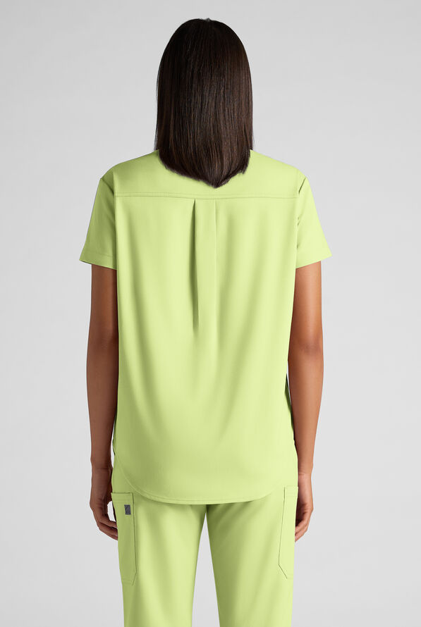 Butter-Soft STRETCH FLXTEK+ Women's 2-Pocket Oversized Henley Scrub Top - Cool Matcha - 2
