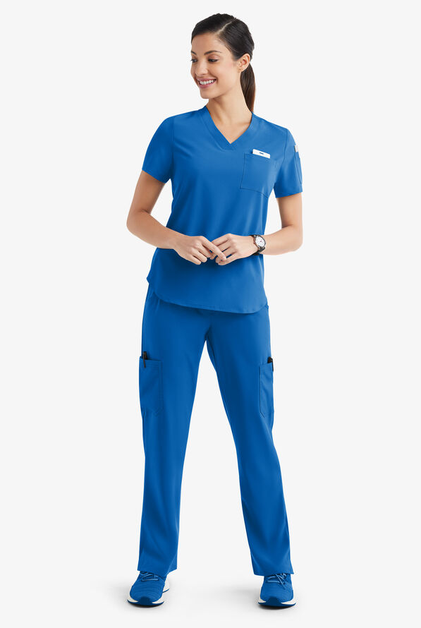 Tafford Active Stretch Women's 7-Pocket Scrub Set - Royal - 2
