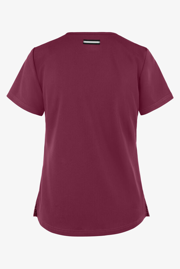 koi Next Gen Ready to Work Women's 1-Pocket STRETCH V-Neck Scrub Top - Wine - 2