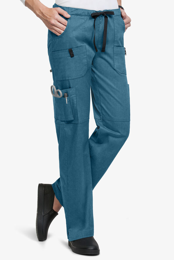 Pantal&oacute;n m&eacute;dico Butter-Soft STRETCH con cord&oacute;n y 10 bolsillos para mujer - Lagoon Heather - 1