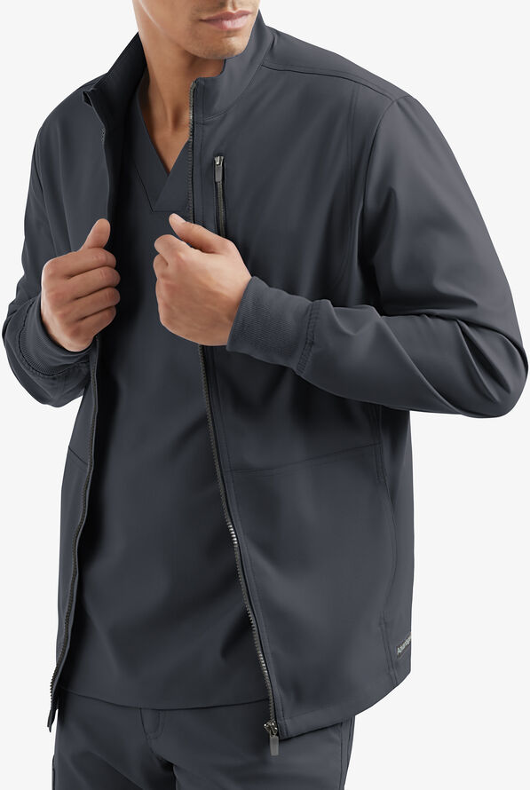 Strictly Scrubs Active STRETCH Men&rsquo;s 4-Pocket Warm-Up Scrub Jacket - Pewter - 3