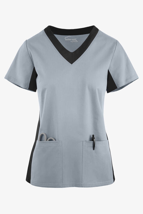 Butter-Soft STRETCH Women's 3-Pocket Contrast Scrub Top