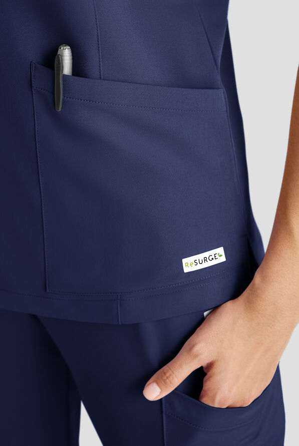 ReSurge Ruby Women's 5-Pocket Curved V-Neck Top - Navy - 5