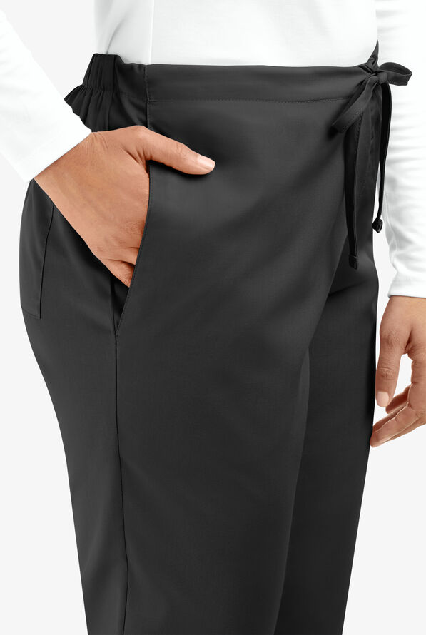 Cherokee Workwear Women's 3-Pocket Flare Leg Drawstring Scrub Pants - Tall - Black - 3