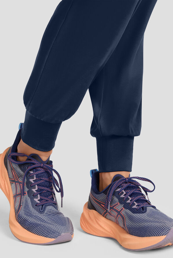 Med Couture Insight Women's 4-Pocket Zip Front Drawstring Waist Scrub Jumpsuit - Navy - 4